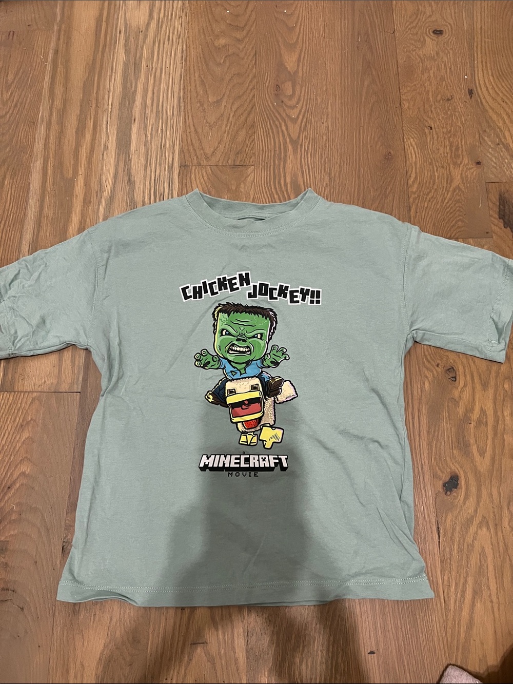 Zara Kids Minecraft 'Chicken Jockey' Graphic Tee - Sage Green